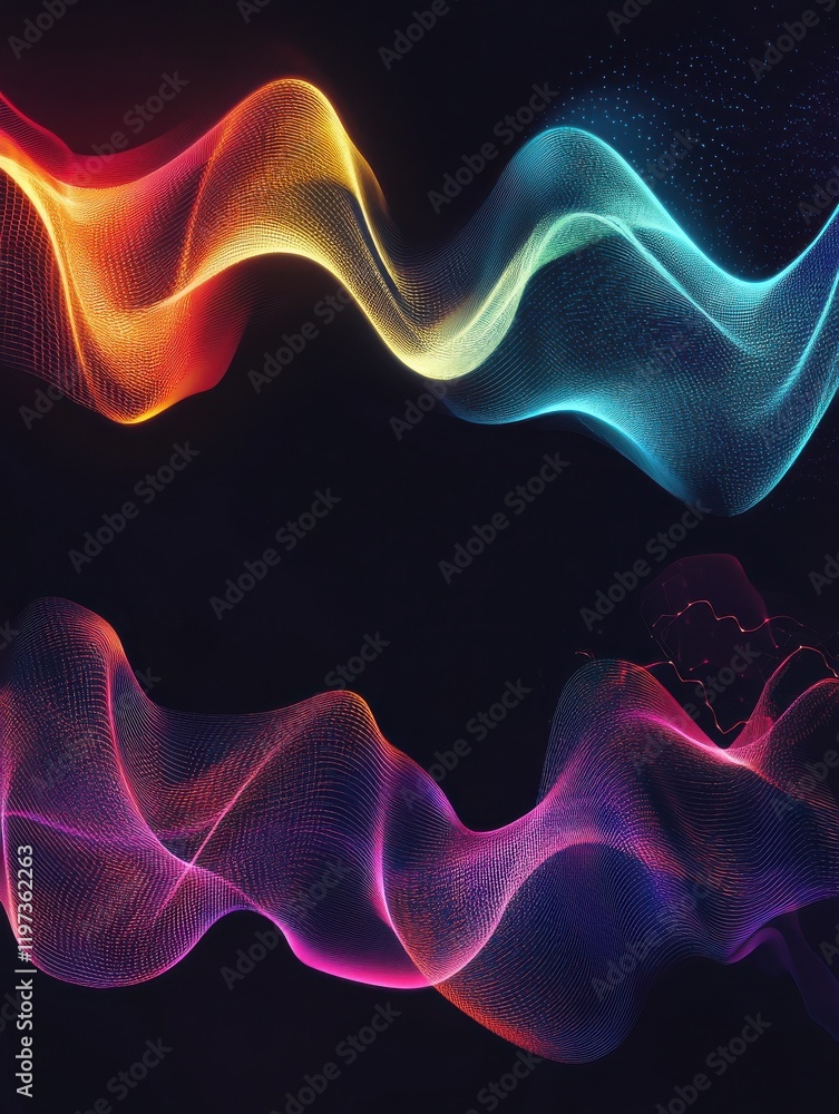 Fototapeta premium Amplitude color motion waves. Abstract electronic music sound voice wave set