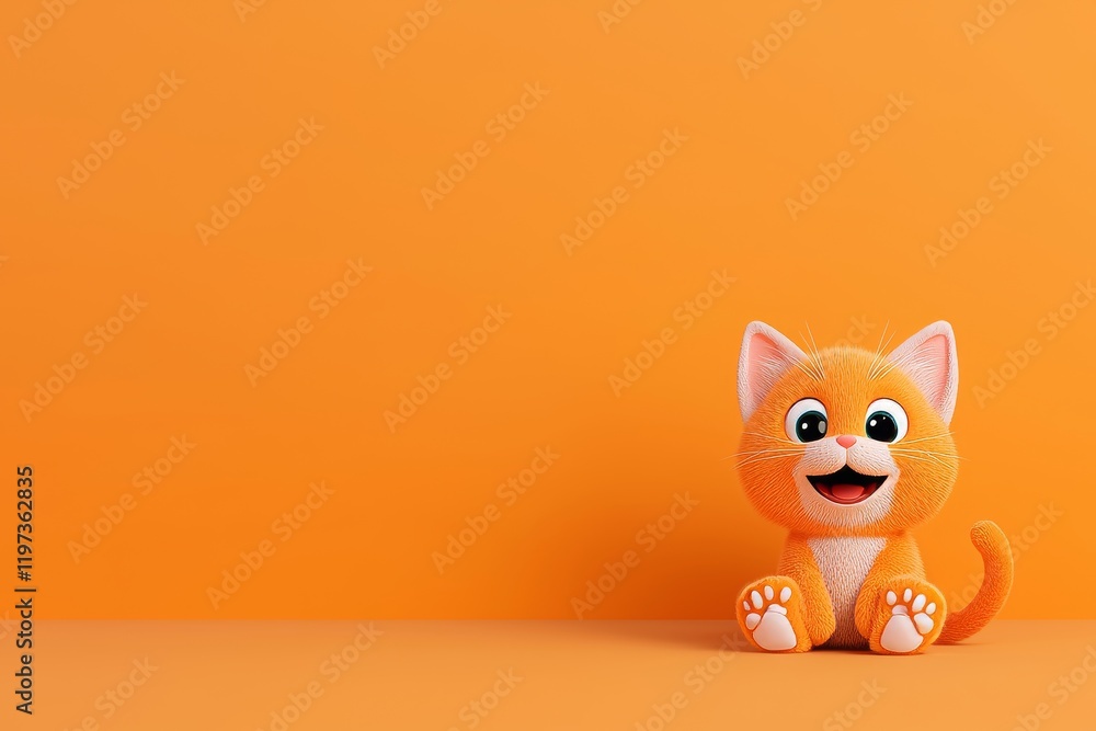 Obraz premium An adorable 3D cartoon cat set against a lovely background, generated by AI.