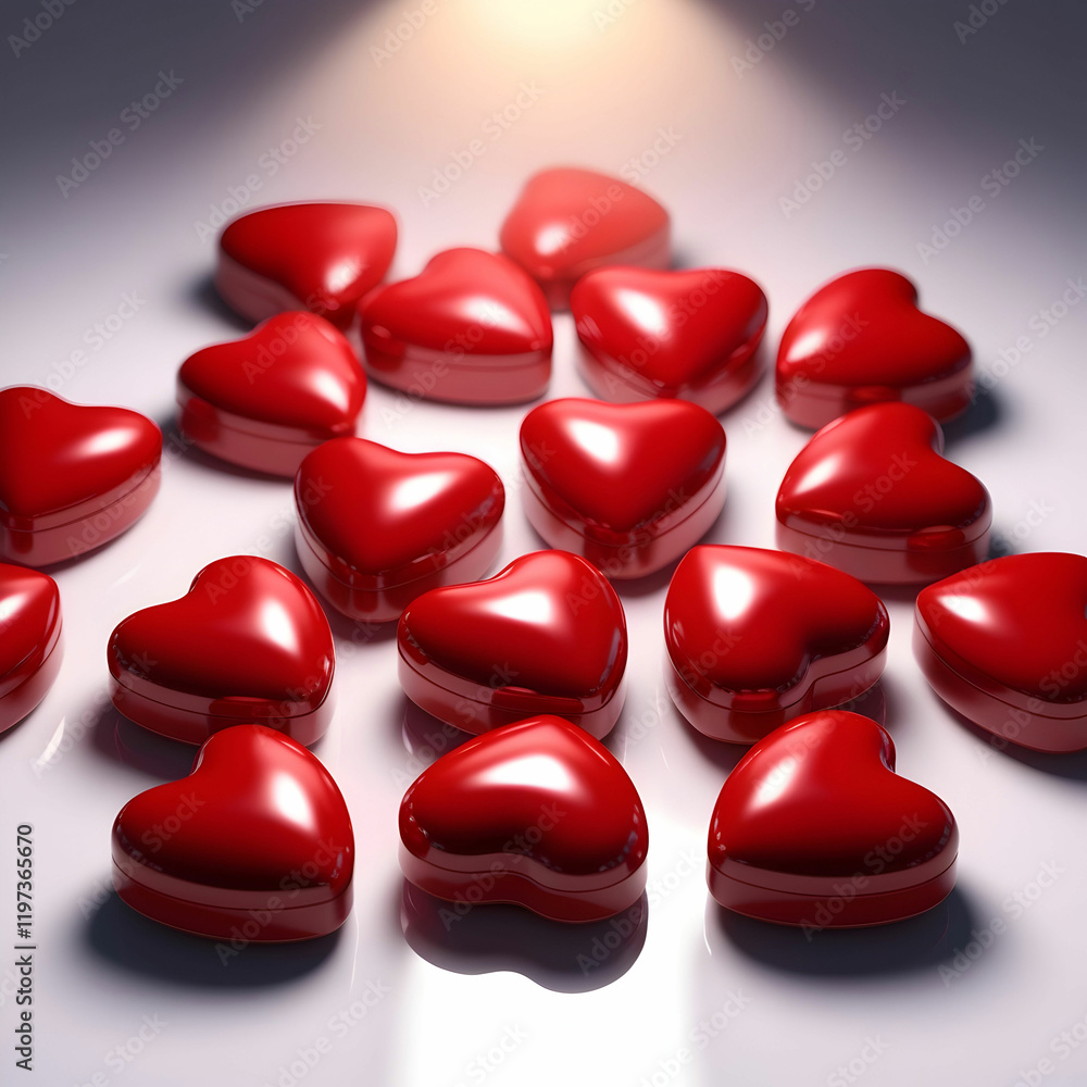 Red heart shaped love pills 3d render Red heart shaped love pills 3d render