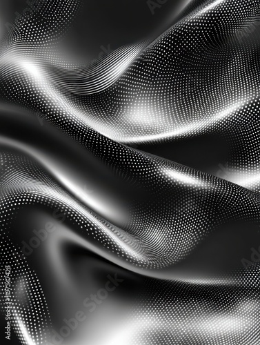 Shiny abstract futuristic hi-tech dotted line waves background. Vector design photo