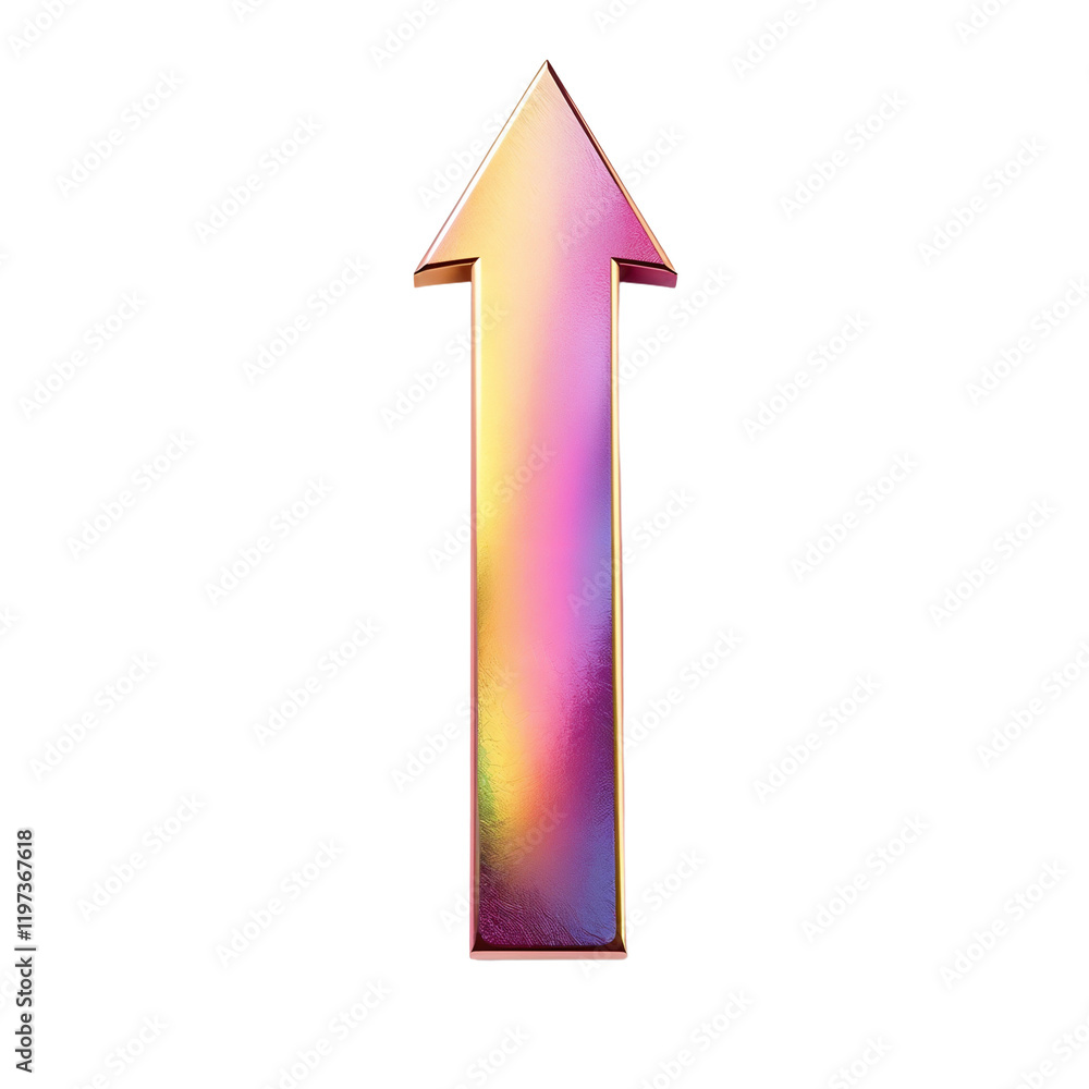 iridescent metallic arrow pointing upward iridescent metallic arrow pointing upward