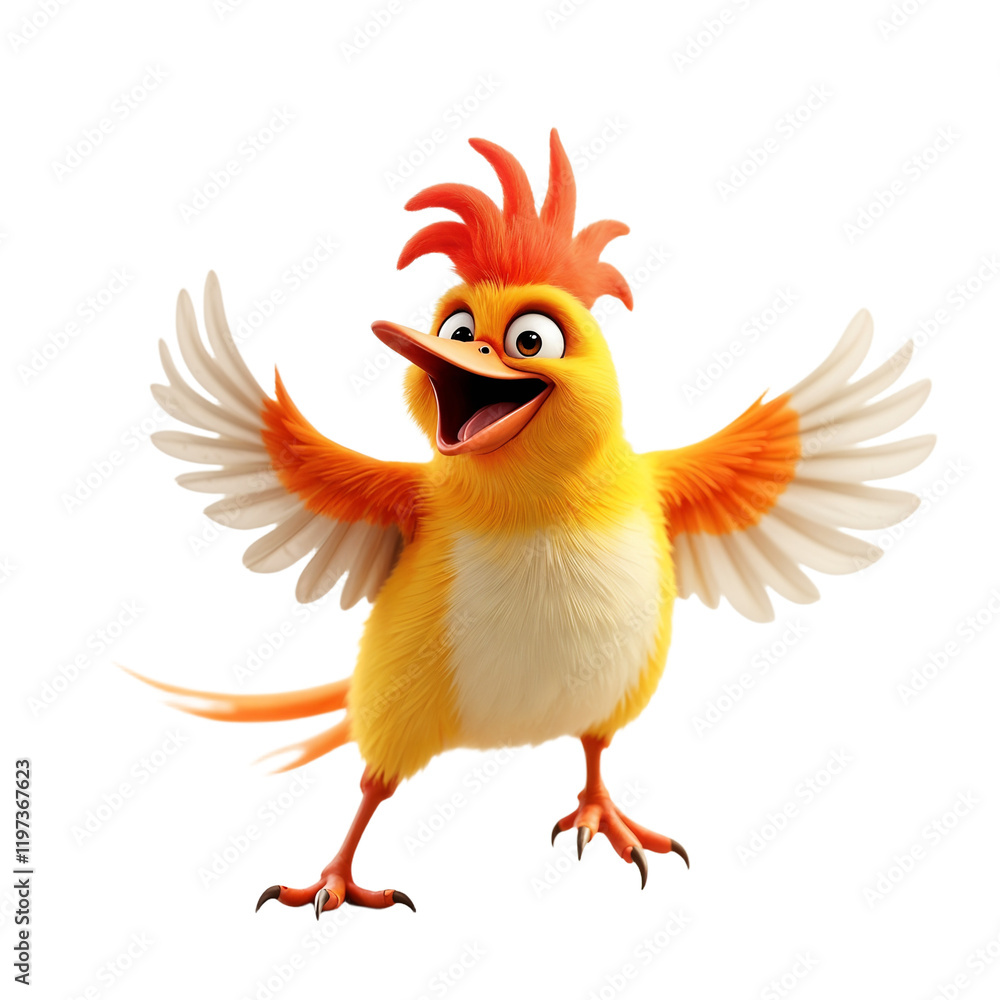 Obraz premium joyful yellow bird with outstretched wings