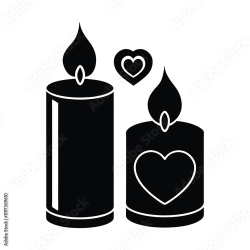 romantic icon candles silhouette vector art 