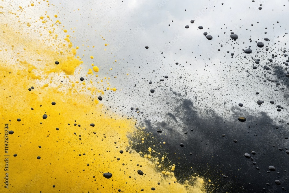 Abstract background with scattered black and yellow hues and smudged paint, urban mess, dirty paint Abstract background with scattered black and yellow hues and smudged paint, urban mess, dirty paint