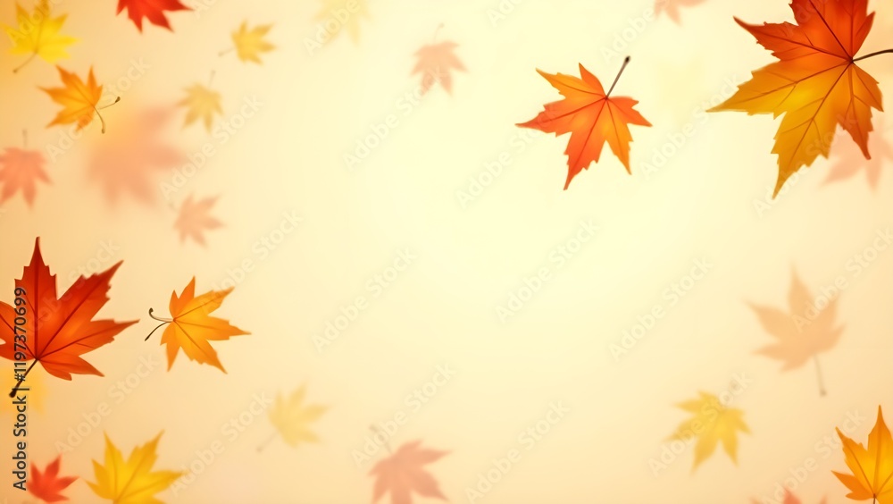 Falling autumn leaves captured with motion blur and soft lighting Falling autumn leaves captured with motion blur and soft lighting