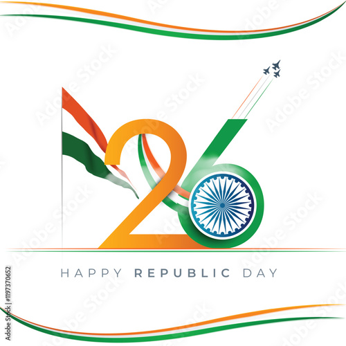 26 January Happy Republic Day of India celebration Background or indian independence day