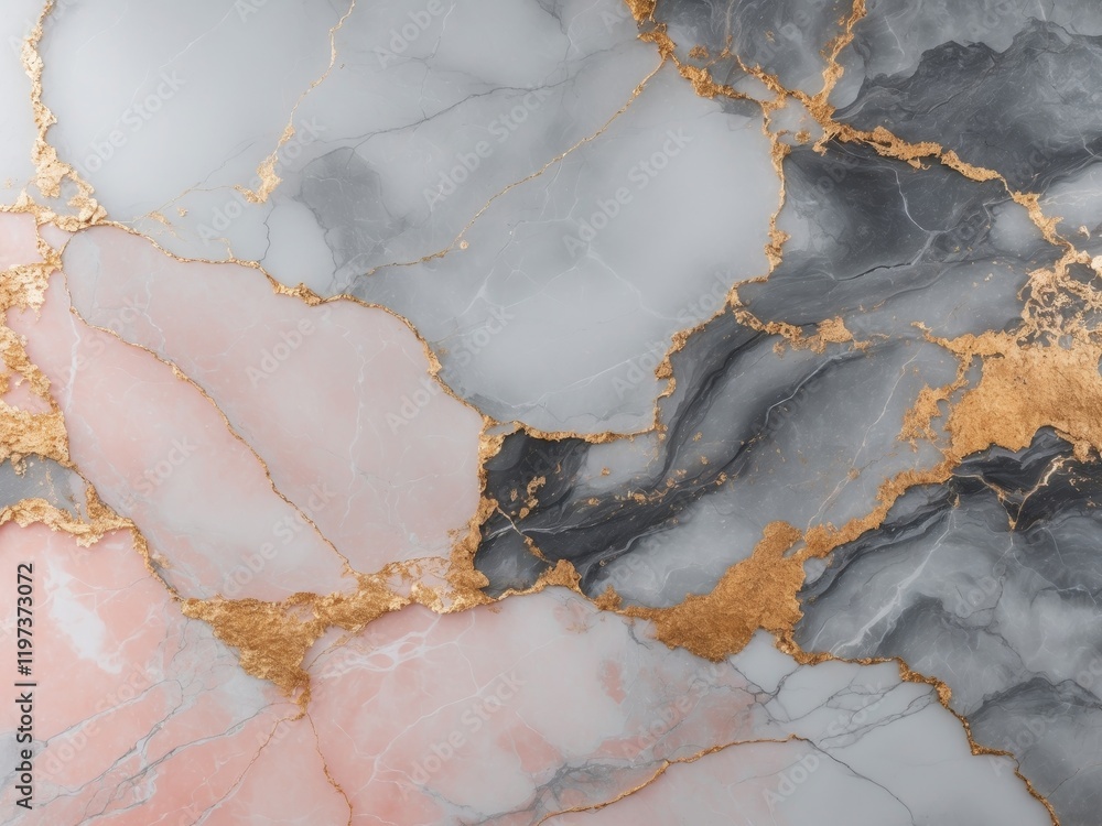 Fototapeta premium Abstract Background - Gray and Pink Marble Texture with Gold Veins