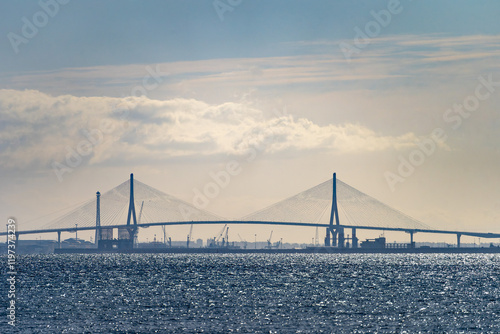 Obraz na płótnie Puente de la Constitución de 1812 / größte Spannweite aller spanischen Schrägseilbrücken / Cadiz, Spanien / Brücke w salonie