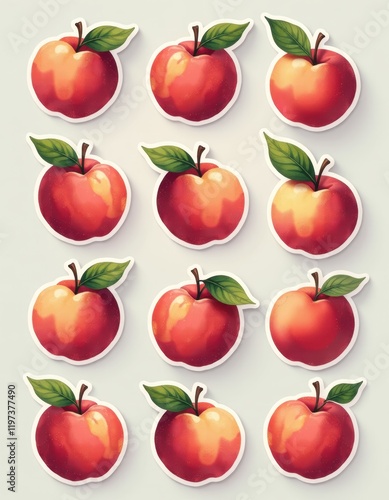 Twelve Red Apples Digital Stickers