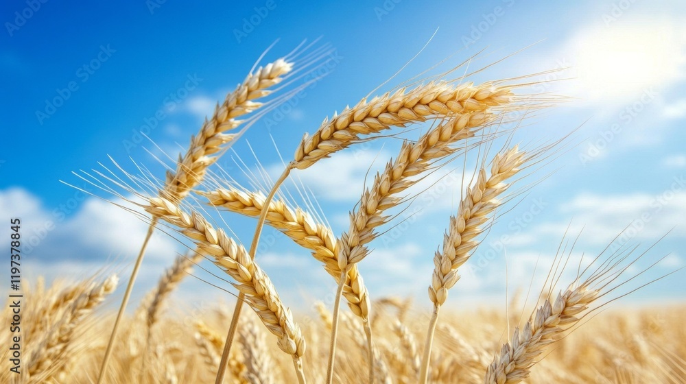 wheat field with blue sky background wheat field with blue sky background