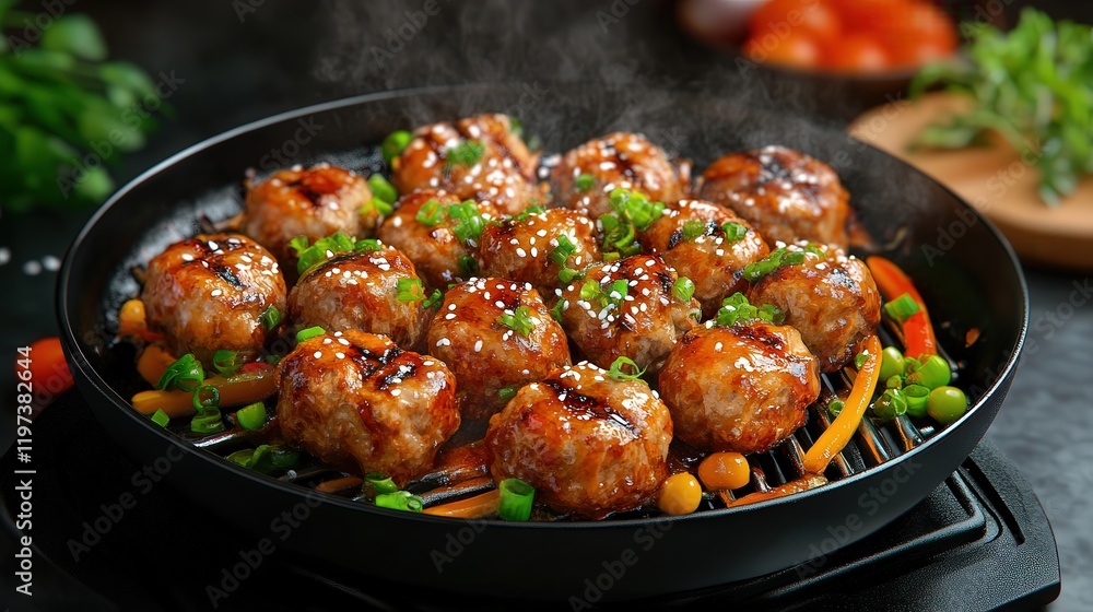Savory Pan of Juicy Meat Mixed with Fresh Colorful Vegetables and Rich Flavorful Sauce Creating a Delicious Culinary Delight for Food Lovers Savory Pan of Juicy Meat Mixed with Fresh Colorful Vegetables and Rich Flavorful Sauce Creating a Delicious Culinary Delight for Food Lovers