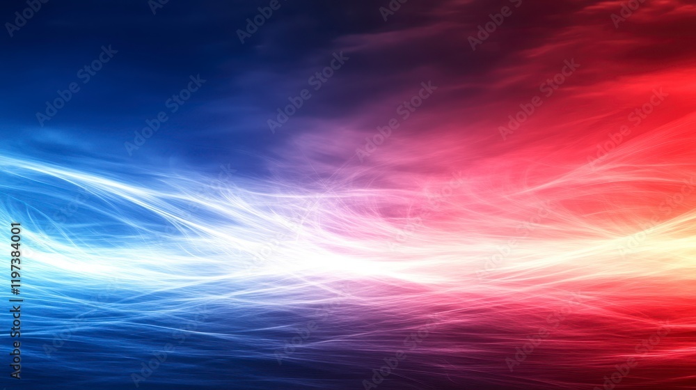 Obraz premium Abstract Red and Blue Energy Waves Vibrant Swirling Light Digital Art Background