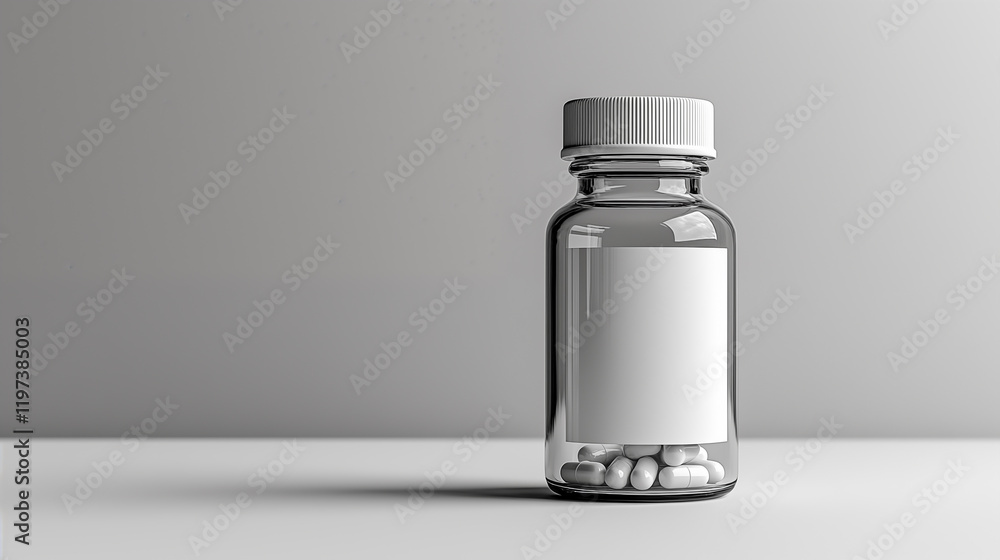 Bottle of pills with blank label mockup. 3D rendering Bottle of pills with blank label mockup. 3D rendering
