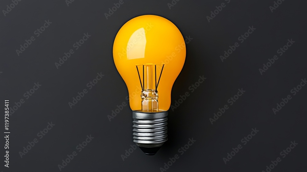 A Moment of Inspiration: A single incandescent light bulb glows vibrantly, casting a warm yellow light against a dark background, symbolizing the spark of creativity and the potential for new ideas. A Moment of Inspiration: A single incandescent light bulb glows vibrantly, casting a warm yellow light against a dark background, symbolizing the spark of creativity and the potential for new ideas.
