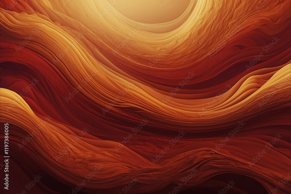 Abstract red and burgundy background with flowing golden cloud designs and warm orange haze Abstract red and burgundy background with flowing golden cloud designs and warm orange haze