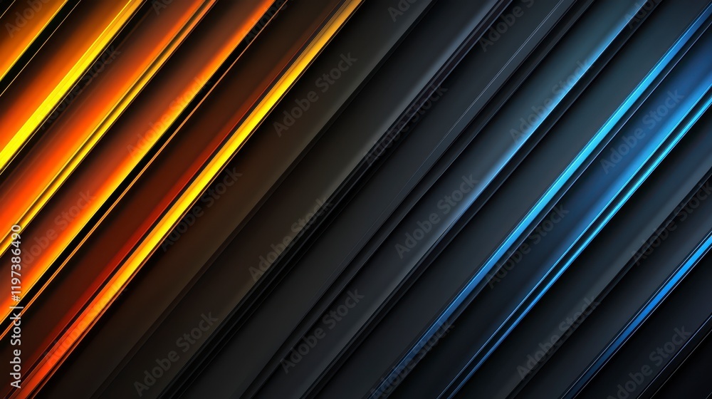 Fototapeta premium Abstract Diagonal Lines Background Golden Blue and Dark Grey Metallic Stripes