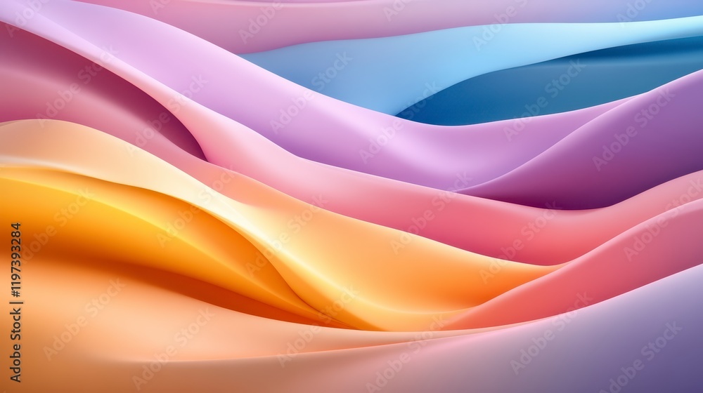 Fototapeta premium Abstract Pastel Wave Background Soft Peach Lavender and Blue Hues