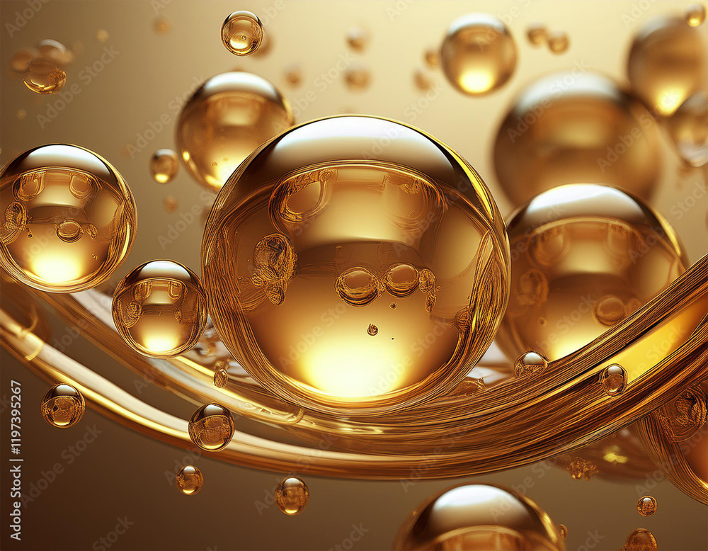 golden cosmetic serum liquid bubbles macro close up background concept moisturizer essence gel and collagen fluid bubble molecules glossy oil droplets 3d illustration product demo backdrop wallpaper golden cosmetic serum liquid bubbles macro close up background concept moisturizer essence gel and collagen fluid bubble molecules glossy oil droplets 3d illustration product demo backdrop wallpaper