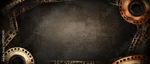 Vintage Film Reel Border Grunge Texture Background