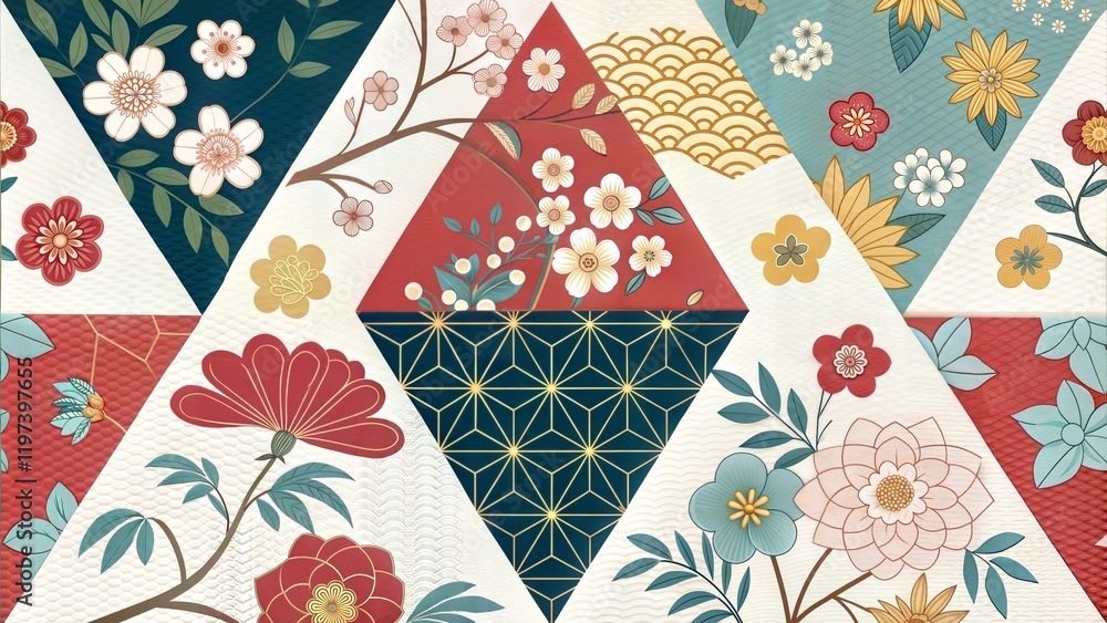 Festive Winter Abstract Background with Geometric Shapes and Paper Snowflakes. Festive Winter Abstract Background with Geometric Shapes and Paper Snowflakes.