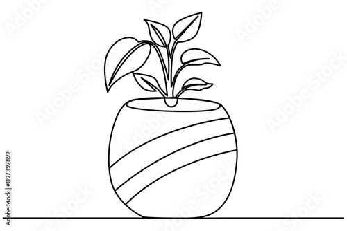 Growth plant processing tree Continuous one line drawing of outline vector icon