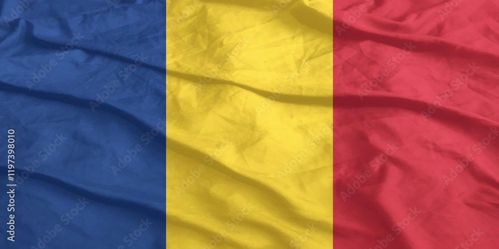 Fototapeta premium Romania Flag Waving Close Up