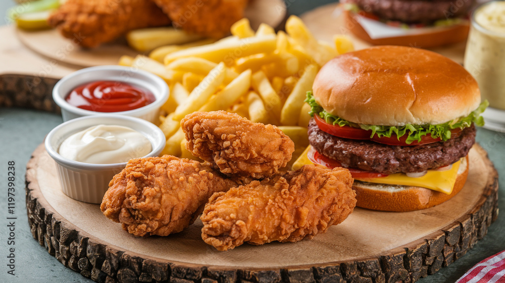 burger with french fries burger with french fries