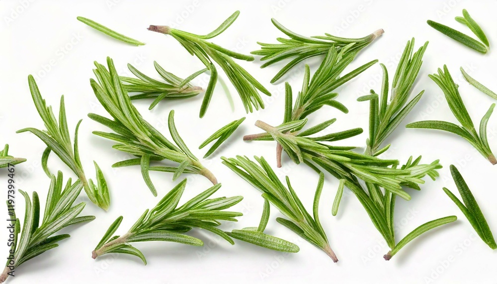 Fototapeta premium Falling rosemary leaves Isolated on White Background