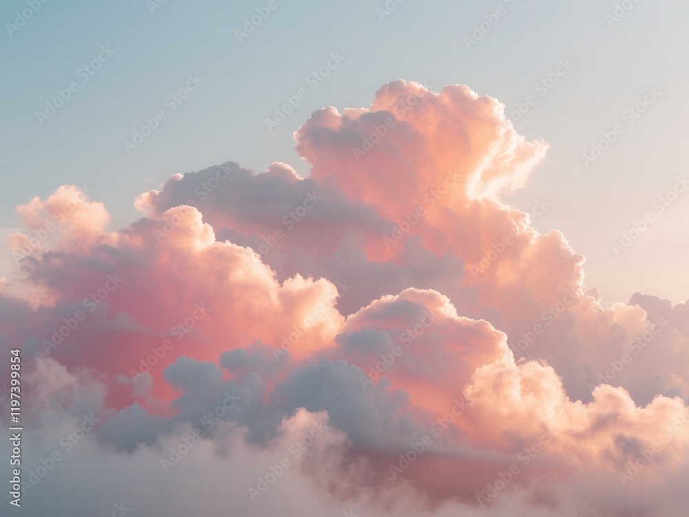 Soft pink and orange clouds illuminated by sunlight Soft pink and orange clouds illuminated by sunlight