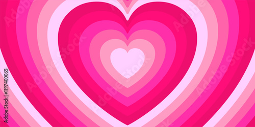 Heart shaped tunnel romantic background, romantically hypnotic effect texture, rainbow romantic pattern with pulsating concentration hearts