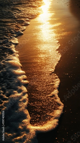 Golden reflections on water during sunset create a serene and calming atmosphere
