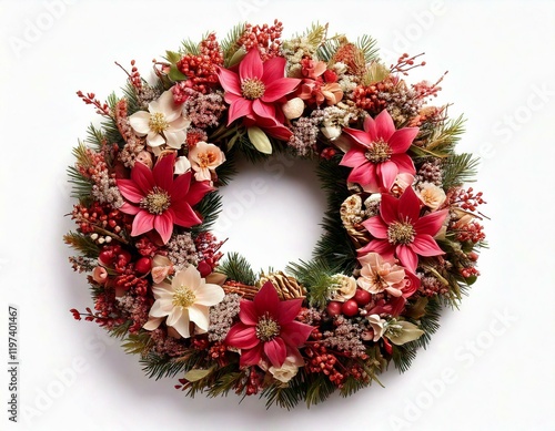 flower wreath isolated on a white background, christmas, photo