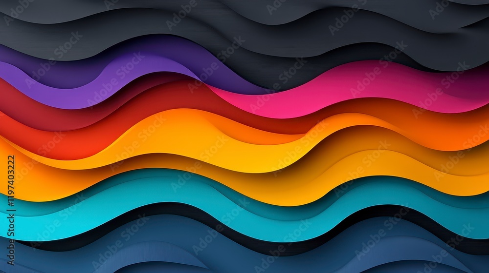 Abstract Colorful Wave Pattern Layered Paper Design Vibrant Gradient Background Abstract Colorful Wave Pattern Layered Paper Design Vibrant Gradient Background