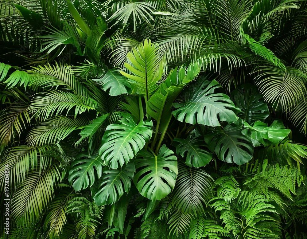 Naklejka premium Tropical Leaves Background 