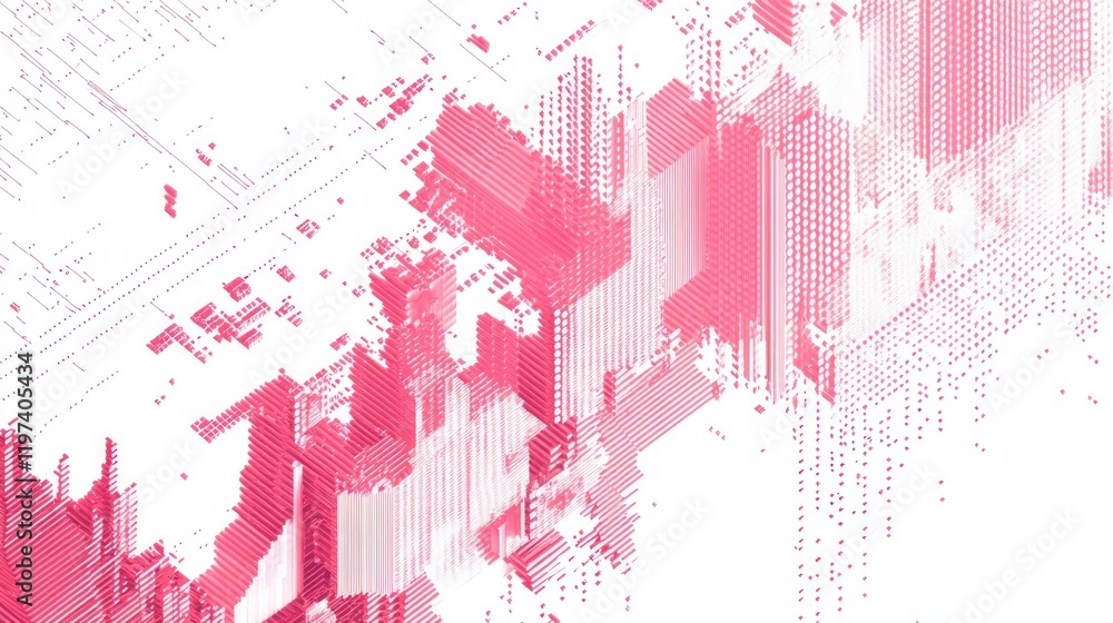 Abstract Pink Digital Cityscape: A 3D Rendered Visualization of Data Structures and Networks Abstract Pink Digital Cityscape: A 3D Rendered Visualization of Data Structures and Networks