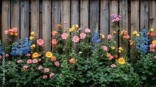 Wooden garden arbor adorned with vibrant flowers near a stone pathway in a se...