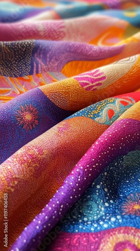 Colorful floral embroidery on fabric showcasing intricate craftsmanship and v...