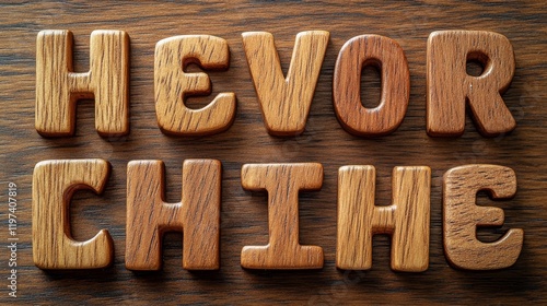 Unique wooden letters arranged creatively for educational or decorative purpo...