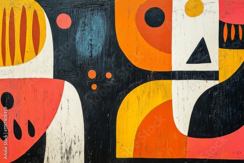 Abstract swirl design in vibrant orange, yellow, and black colors creating dy...