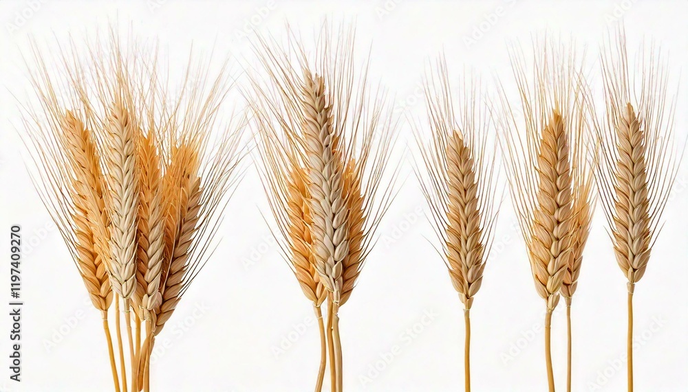Wheat ears or heads set isolated on white background. Wheat ears or heads set isolated on white background.