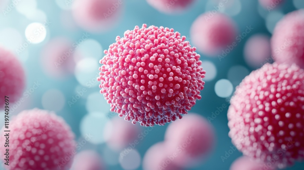Microscopic View of Pink Cancer Cells Medical Research Oncology Healthcare Microscopic View of Pink Cancer Cells Medical Research Oncology Healthcare