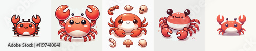 vector set of cute crabs