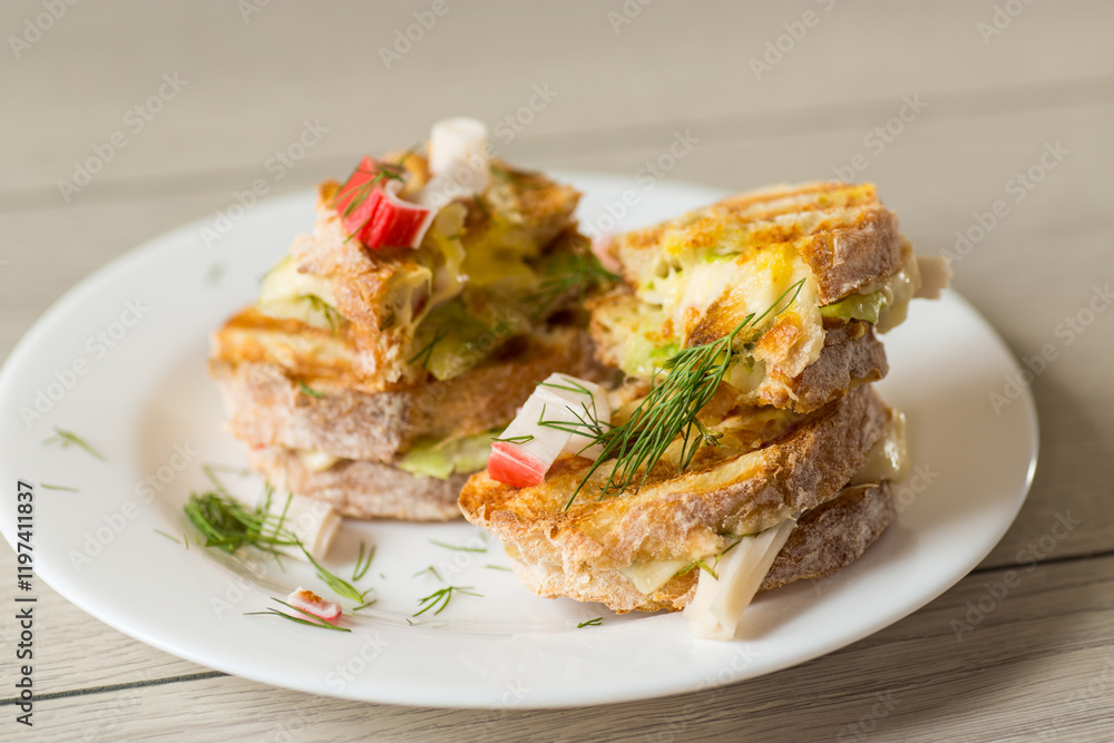 Sandwiches with vegetable and cheese filling Sandwiches with vegetable and cheese filling