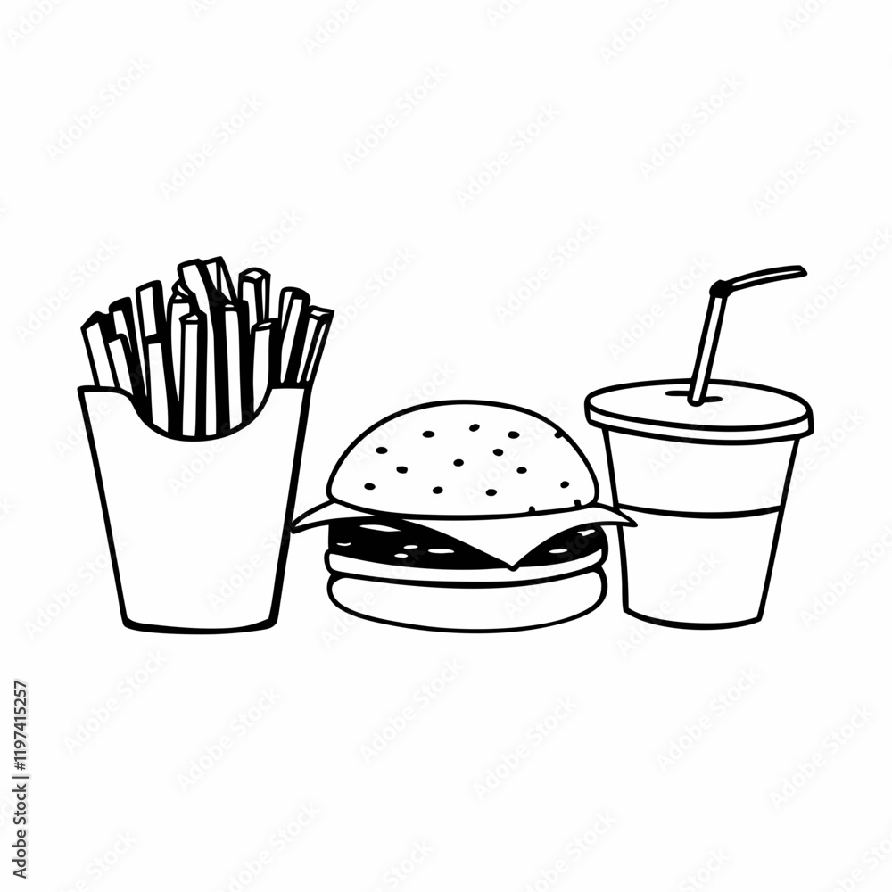 Minimalist Fast Food Line Art: Perfect for Branding and Digital Design. Minimalist Fast Food Line Art: Perfect for Branding and Digital Design.