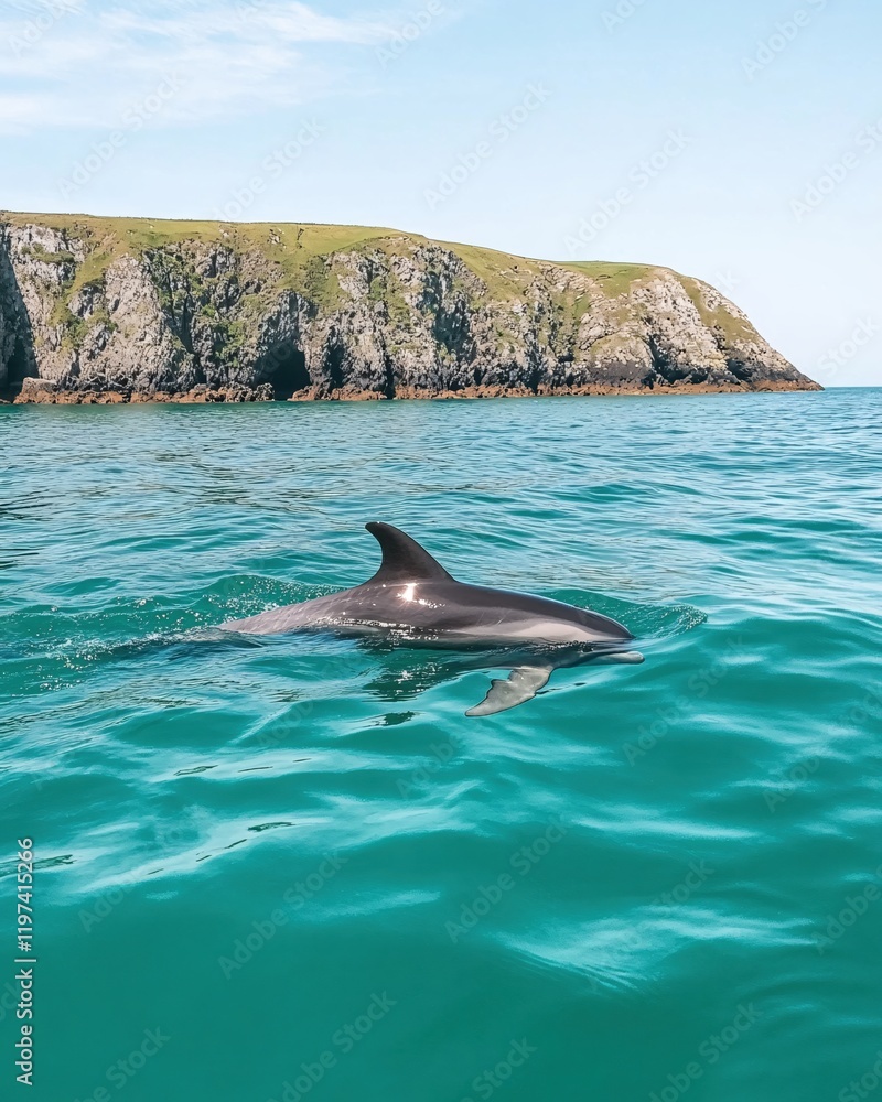 Obraz premium Dolphin Ocean Coastline Summer Wildlife Nature Scene