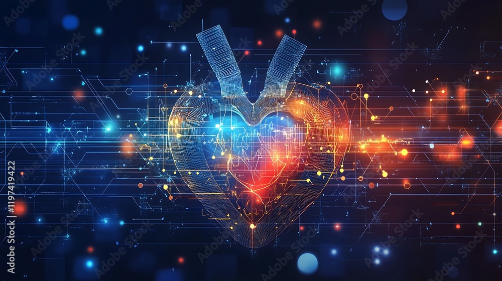 Heartbeat of innovation technology heart visualized in digital art Heartbeat of innovation technology heart visualized in digital art