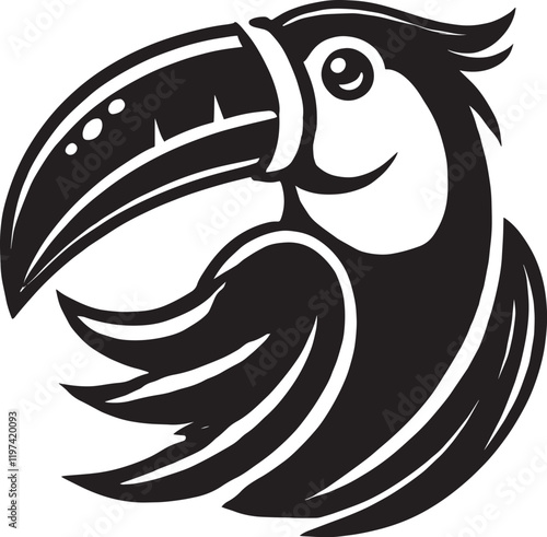 Toucan Bird Mascot Icon Silhouette vector illustration isolated on white background