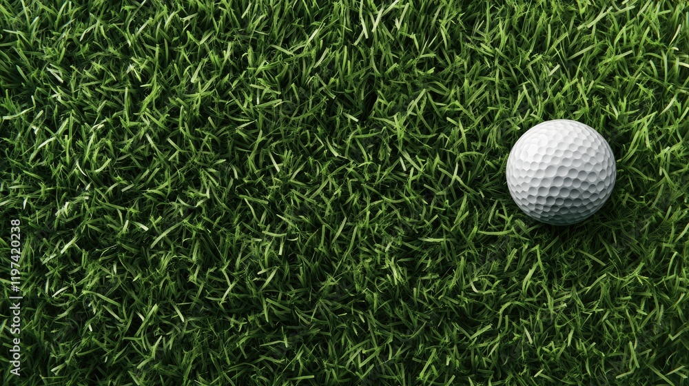 A top view of a putter and two golf balls resting on vibrant green grass, offering a perfect opportunity for design or text additions A top view of a putter and two golf balls resting on vibrant green grass, offering a perfect opportunity for design or text additions