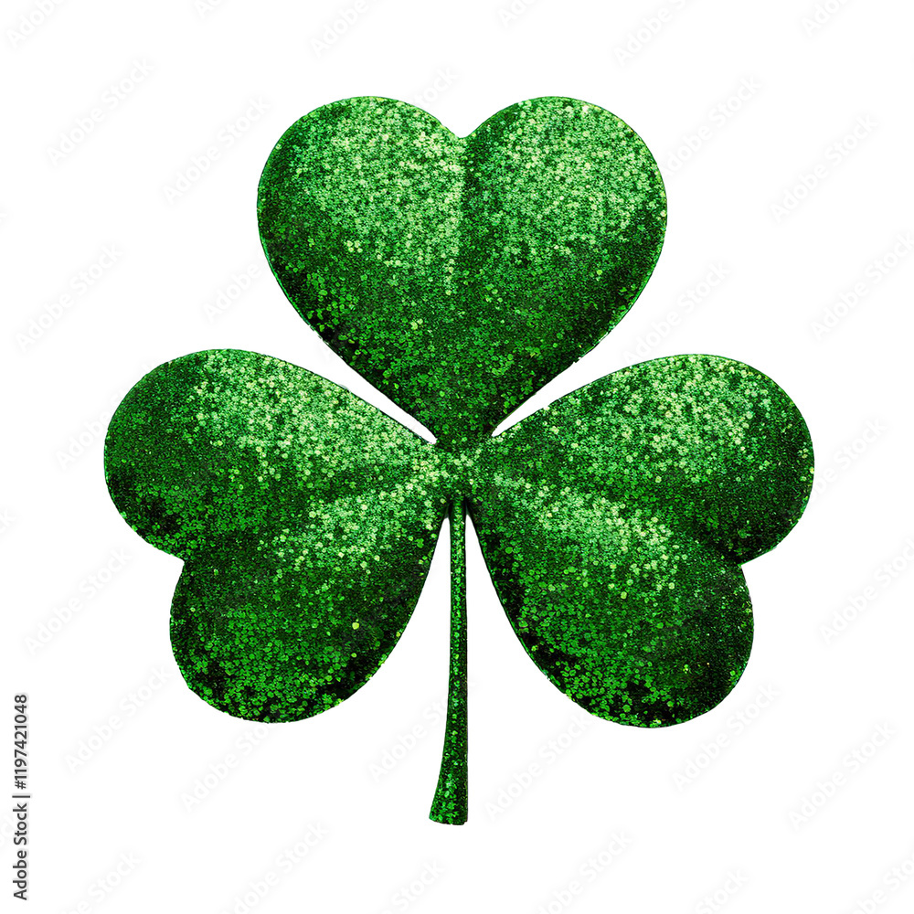 Green glitter st patricks day clover design paint, watercolor St Patrick's day element isolated on white Green glitter st patricks day clover design paint, watercolor St Patrick's day element isolated on white