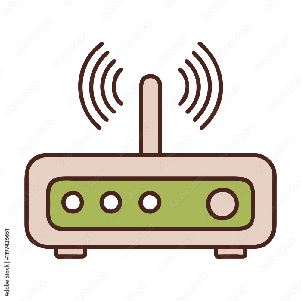 Wireless Router Icon with signal waves in a minimal design Wireless Router Icon with signal waves in a minimal design